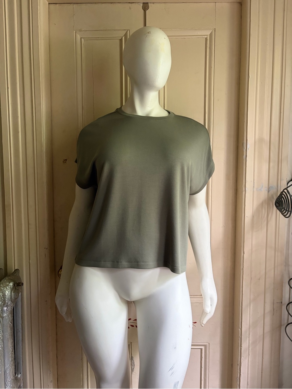 T by Talbots Olive Green Crewneck Top